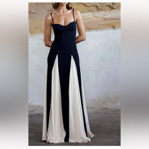 Black and white contrast dress